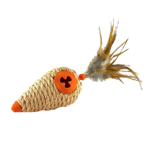 an exciting toy with sisal rope and feathers